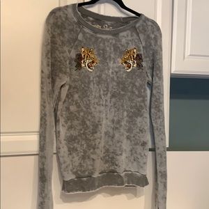 Gypsy Heart Tiger Roses Sage Burnout S sweatshirt